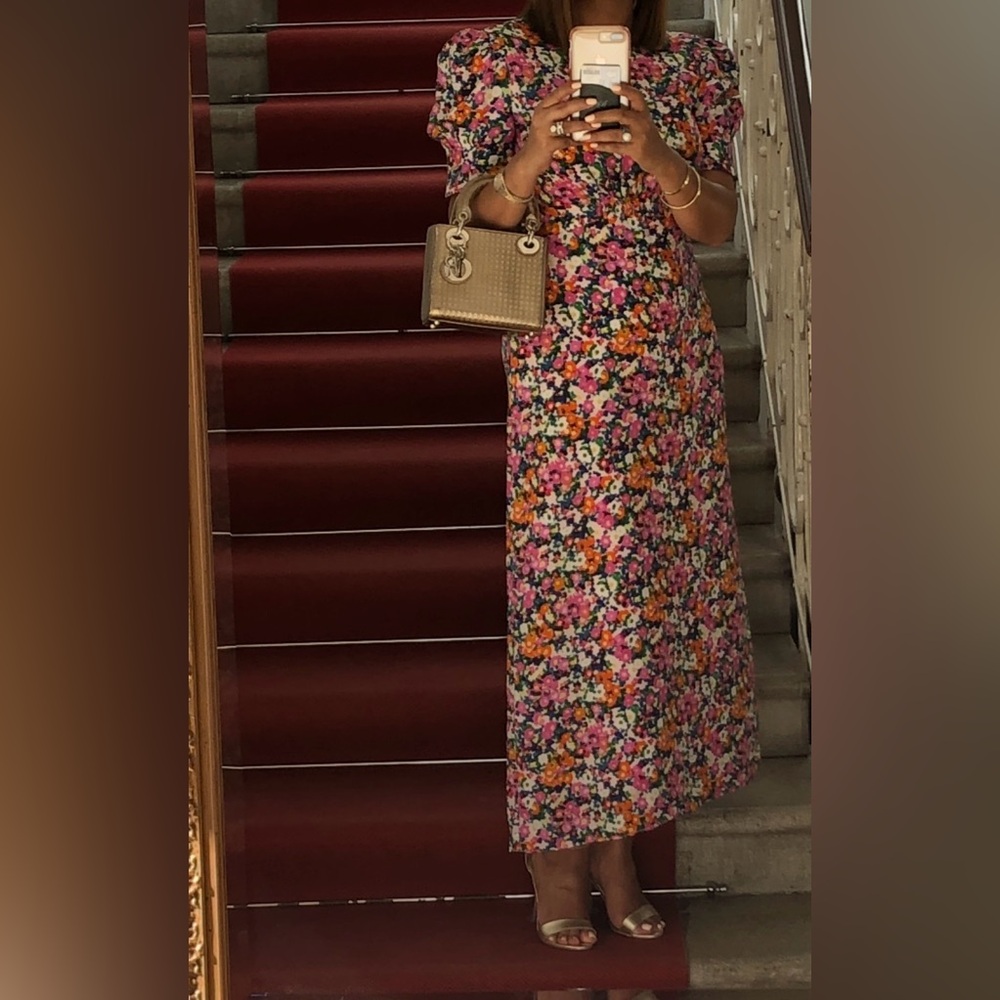 SALONI Multicolor Floral Satin Dress